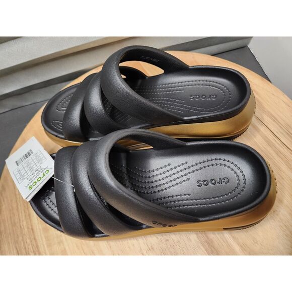 Crocs Mega Crush Metallic Triple Strap Wedge Slide – Women’s Size 8 / EU 38–39 - Picture 5 of 8